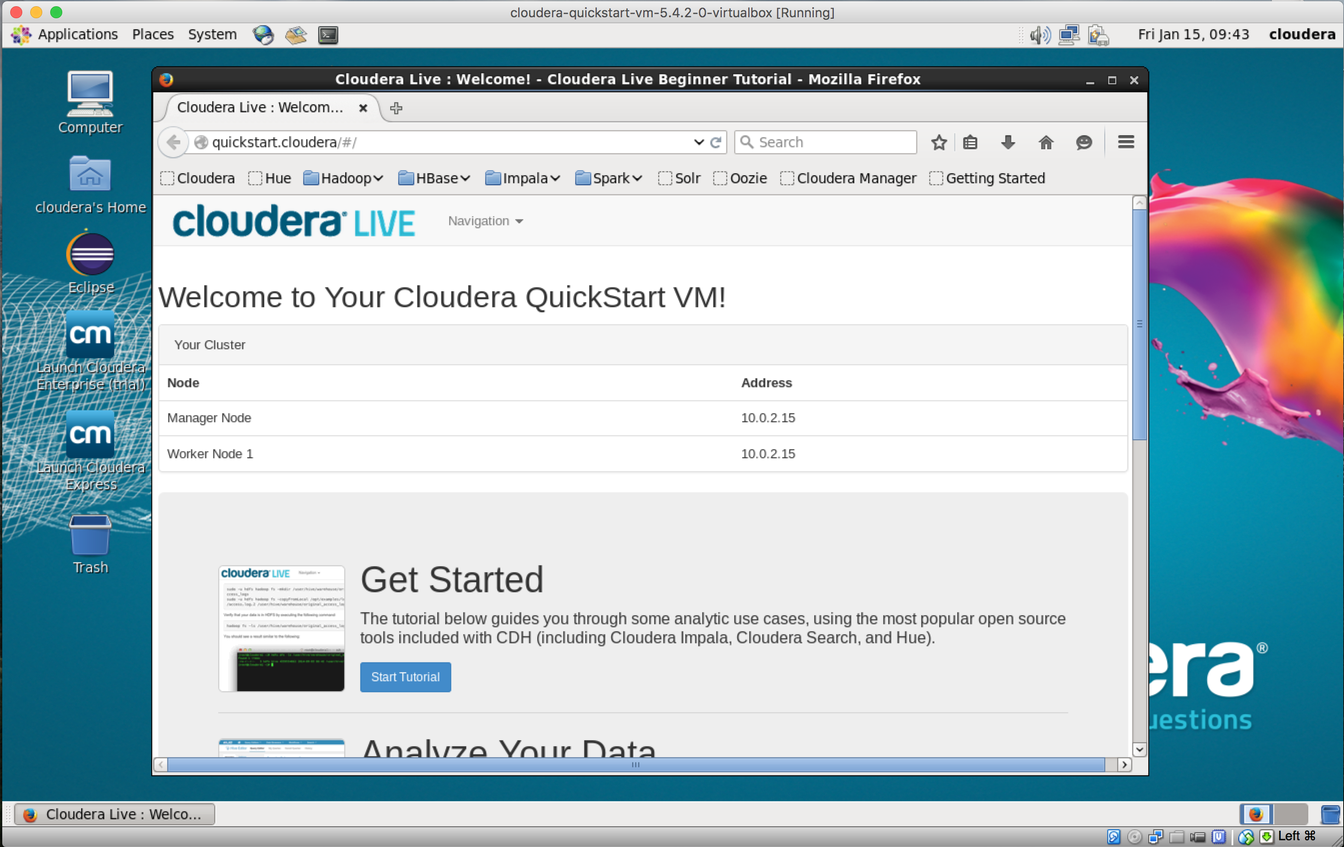 The Cloudera VM desktop
